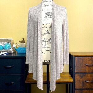 Philosophy Heathered Brown Open Front Longline Cardigan Sweater Size Small